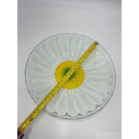 Art Glass Plate Villeroy & Boch Wonderful World Fusing Bowl Daisy White Yellow - Picture 7 of 7